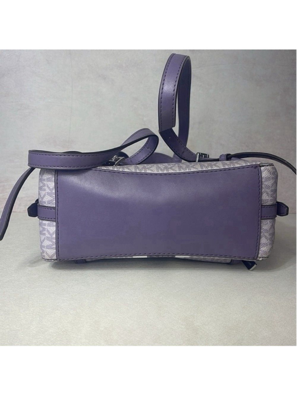 Michael Kors Jaycee Backpack MK Logo Purple & White Orchid Haze Center Stripe - Picture 8 of 15